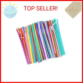 Gy08 Alink 200 Pcs Flexible Plastic Drinking Straws 10.2 Inches Extra Long Colorful