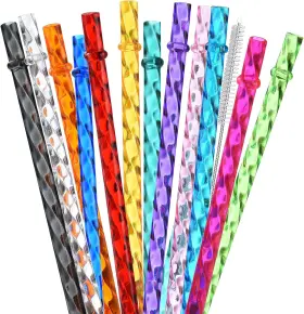 11inlingestraw Alink Official 12 Reusable Swirl Plastic Straws 11 Inch For Tumblers