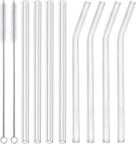 Alink Official 737353544041 Glass Smoothie Straws 10 X Mm Long Reusable Clear Drinking Pack Of 8