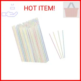 Alltopbargains 795735232910 300pc Plastic Straight Straws Disposable Assorted Colors Striped 9 Inch Drinking Bar
