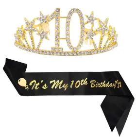 Alrbe Tin 788703260869 10th Birthday Sash And Tiara Kit Queen Rhines