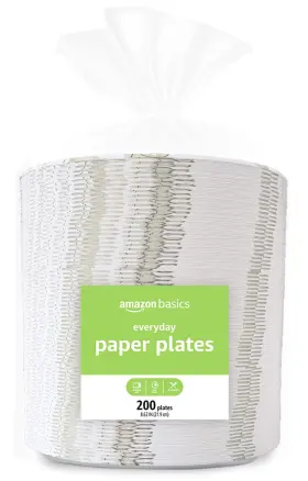 Amazon Basics 076955775447 Everyday Paper Plates 8 5/8 Inch Disposable 200 Count