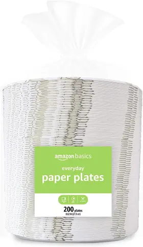 Amazon Basics 313093329362 Everyday Paper Plates 8.62 Inch Disposable 200 Count