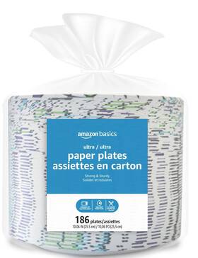 Amazon Basics Pd-m37simptjx Ultra Paper Plates 10 Inch Disposable Cut Resistant