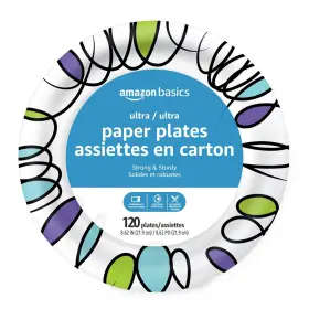Dp9ba012064afq Amazon Basics Ultra Paper Plates 8.62 Inch Disposable 64 Count