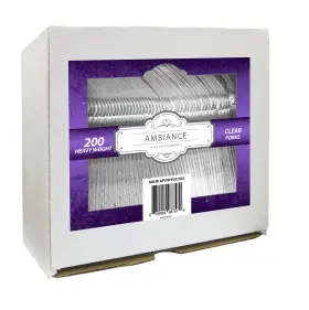 Ambiance 669909987579 Clear Plastic Forks Heavy Weight Disposable 200 Count