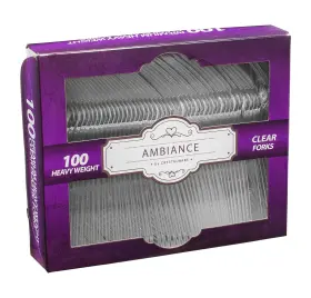 Ambiance 815797015225 Crystalware Heavyweight Plastic Fork Durable And Disposable For Party Supply Or