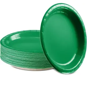 Amcrate 815518027896 Disposable Paper Plates Green 6 3/4 Inches Dessert Strong And Sturd