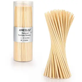 Ameiloz 793072834306 6 Inch Bamboo Wood Skewers For Bbq Kabob Appetizer Fruit Sausage Chocolate F