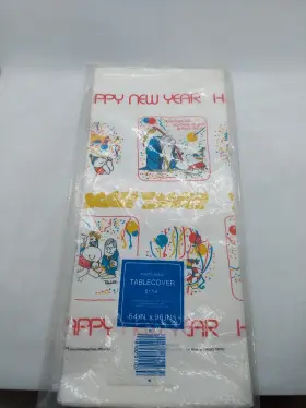 American Greetings 018100011079 Vintage Ziggy Paper Tablecover Happy New Year Party 54 Inch X 96 Nos 1977 Sealed