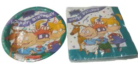 2038828 American Greetings Rugrats Birthday Party 9 Inch Paper Plates Napkins Nickelodeon Designware Vtg 1990s