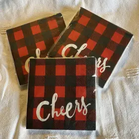 American Greetings 605030449197 48 Red Black Buffalo Check Plaid Cheers Paper Napkins New