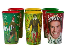 American Greetings 605030801896 6-count 22 Oz. Reusable Plastic Cups Buddy The Elf Christmas Party Supplies