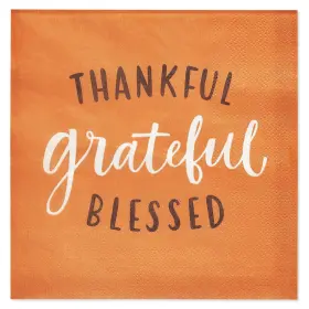 American Greetings 605030808635 50count 6.5 Inch X Lunch Napkins Thankful Thanksgiving Party Supplies