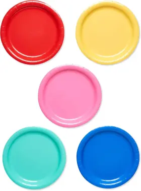 6502684 American Greetings Rainbow Party Supplies 50 Multicolor Paper Dinner Plates