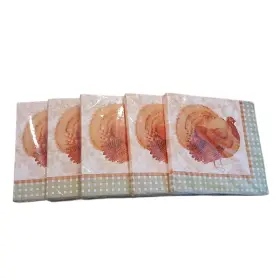 American Greetings 661526040231 Vtg Designware Provincial Turkey 16pk 3-ply Thanksgiving Dinner Napkins X5