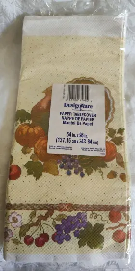 87962 American Greetings Vtg Thanksgiving Fall Autumn Paper Tablecloth Sealed 54x96