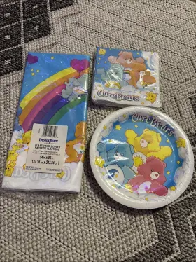 American Greetings 883515285236 Care Bears Table Cover 8 Plates And 16 Napkins Designware