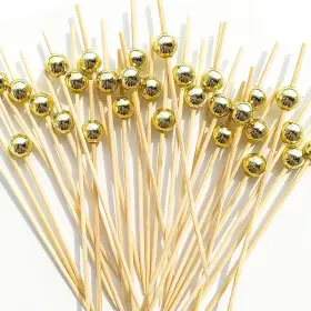 Amovvita 313037593552 Cocktail Picks Toothpicks For Appetizers 100 Pcs 4.7 Inch Gold Pearl Pi