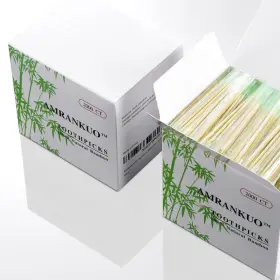 Amrankuo 711182006543 Bamboo Wooden Toothpicks With Individually Wrapped Package 2000-count Round Too
