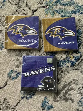 Amscan 013051410490 Lot Of 3 Pks 16ct Baltimore Ravens Nfl Pro Football Sports Luncheon Napkins