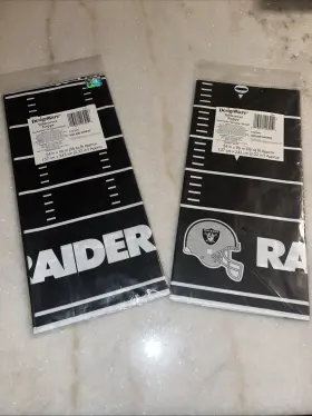 Amscan 013051413910 2 54 X 96 Inch Las Vegas Raiders Nfl Pro Football Plastic Table Cover New