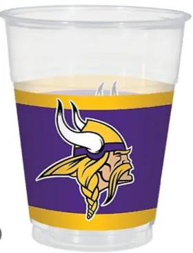 Amscan 013051607814 50 Minnesota Vikings Disposable Plastic Cups 16 Oz Beer Pong Nfl Tailgate