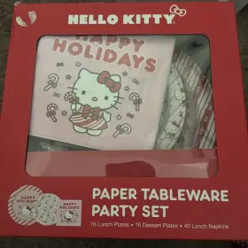 Amscan 013051759682 Hello Kitty Holiday Party Paper Tableware Set 16 Lunch Dessert 40 Napkins