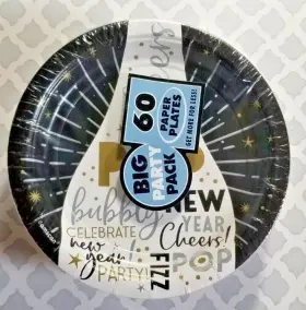 Amscan 013051867621 New Years Paper Plates 7 Inch Size Made In The Usa 60 Count Cheers Celebrate