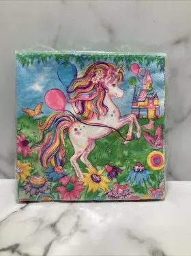 Amscan 048419024057 New Package Of 16 Small Napkins Happy Birthday Unicorn Colorful Flowers