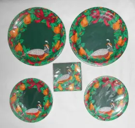 Amscan 048419072669 First Day Of Christmas Partridge In A Pear Tree Paper Plates Napkins Nip