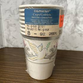 Amscan 048419157489 Vtg Religious Scroll Communion Paper Party 9oz Cups- 8 Count Nip Dove