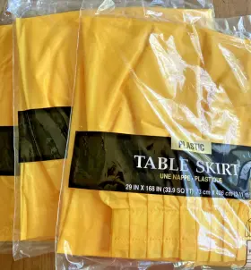 Amscan 048419497325 3 Plastic Table Skirts 29 In X 14 Ft Rectangle Bright Yellow With Adhesive Strip