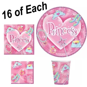 Amscan 048419609131 Princess Birthday Party Supplies Plates Napkins Cups Small Napkin - Serves 16