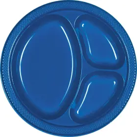 Amscan 048419626107 Bright Royal Blue Divided Dinner Plates 20ct 10.25 Inch X