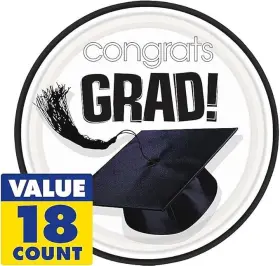 Amscan 048419686910 Flying Colors Graduation Party School Round Plates 7 Inch White Tableware