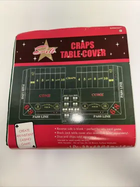 Amscan 048419701828 New Sealed Craps Game Green Felt Table Cover 3 X 6 Ft Casino Party Supplies