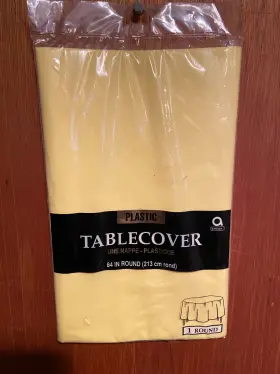 Amscan 048419948438 Yellow Round Plastic Tablecover New 84 Inch In A2