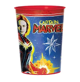 Amscan 192937019818 2 Pcs Inch Captain Marvel Red And Blue Party Favor Plastic Cup 16 Oz