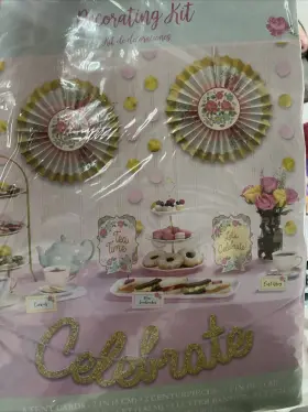 Amscan 192937095669 Pastel Tea Party Buffet Table Decorating Kit 17pcs