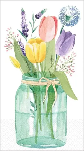 Amscan 192937107768 Tulip Garden Floral Flower Tea Spring Theme Party Paper Napkins Guest Towels