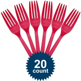 Amscan 192937249994 Hot Pink Plastic Forks