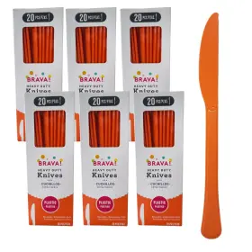 Amscan 192937250259 Disposable Reusable Plastic Cutlery Knives Halloween Thanksgiving Orange 100 Ct