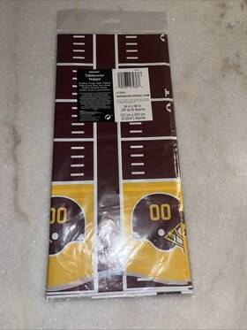 Amscan 192937279366 1 54 X 96 Inch Washington Commanders Nfl Pro Football Plastic Table Cover New