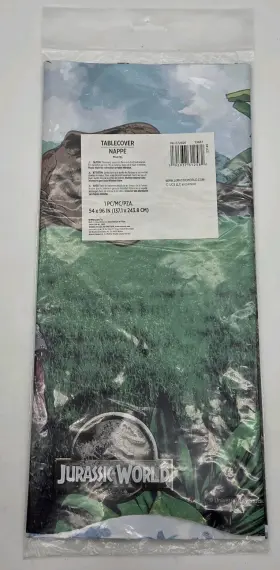 Amscan 192937312582 Jurassic World Plastic Tablecover 54 X 96 Dinosaur Party Decor
