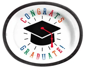 Amscan 192937375068 Colorful Graduation Celebration Party Oval Paper Plates 10x12in 50 Total