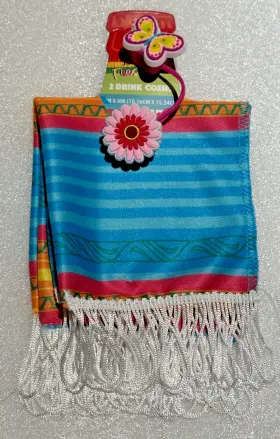 Amscan 195464622421 Cinco De Mayo 2 Drink Cozies And Straw Topper Floral Cap Hot Pink Butterfly Charm