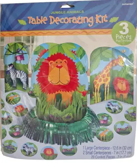 289581 Amscan 3 Pc Jungle Animals Table Decorating Kit Centerpiece Safari Lion Giraffe
