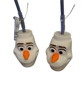 3901334 Amscan Two Olaf Sippy Cups Frozen Ii Disney Movie With Straw Plastic Brand New White