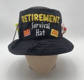 396536 Amscan Official Retirement Survival Bucket Hat Cap Gag Gift Golf Tee Fishing Bobber Blk